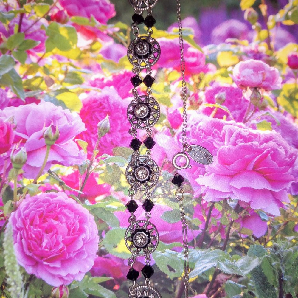 Liz Palacios San Francisco Jet and Crystal Choker Necklace 15 inches.